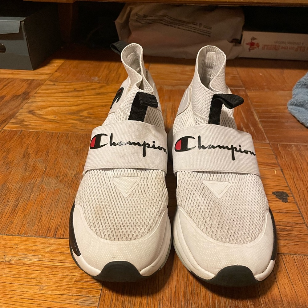 Champion White and Black Slip-On Sneakers